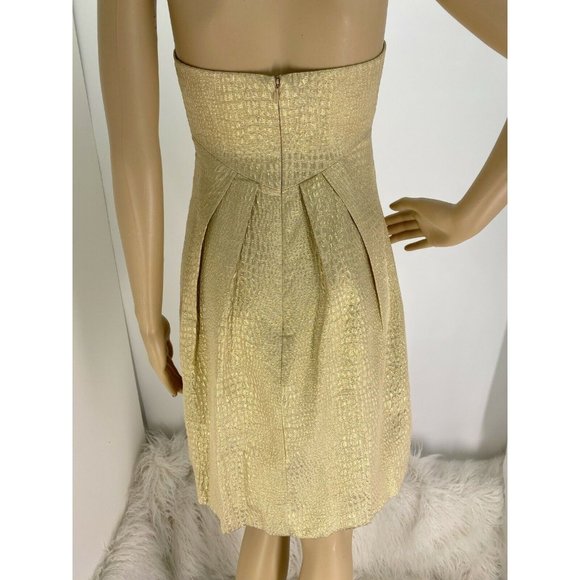 CACHE GOLD METALLIC STRAPLESS EVENING COCKTAIL FORMAL BUBBLE Y2K DRESS SZE: 2 - Picture 4 of 4